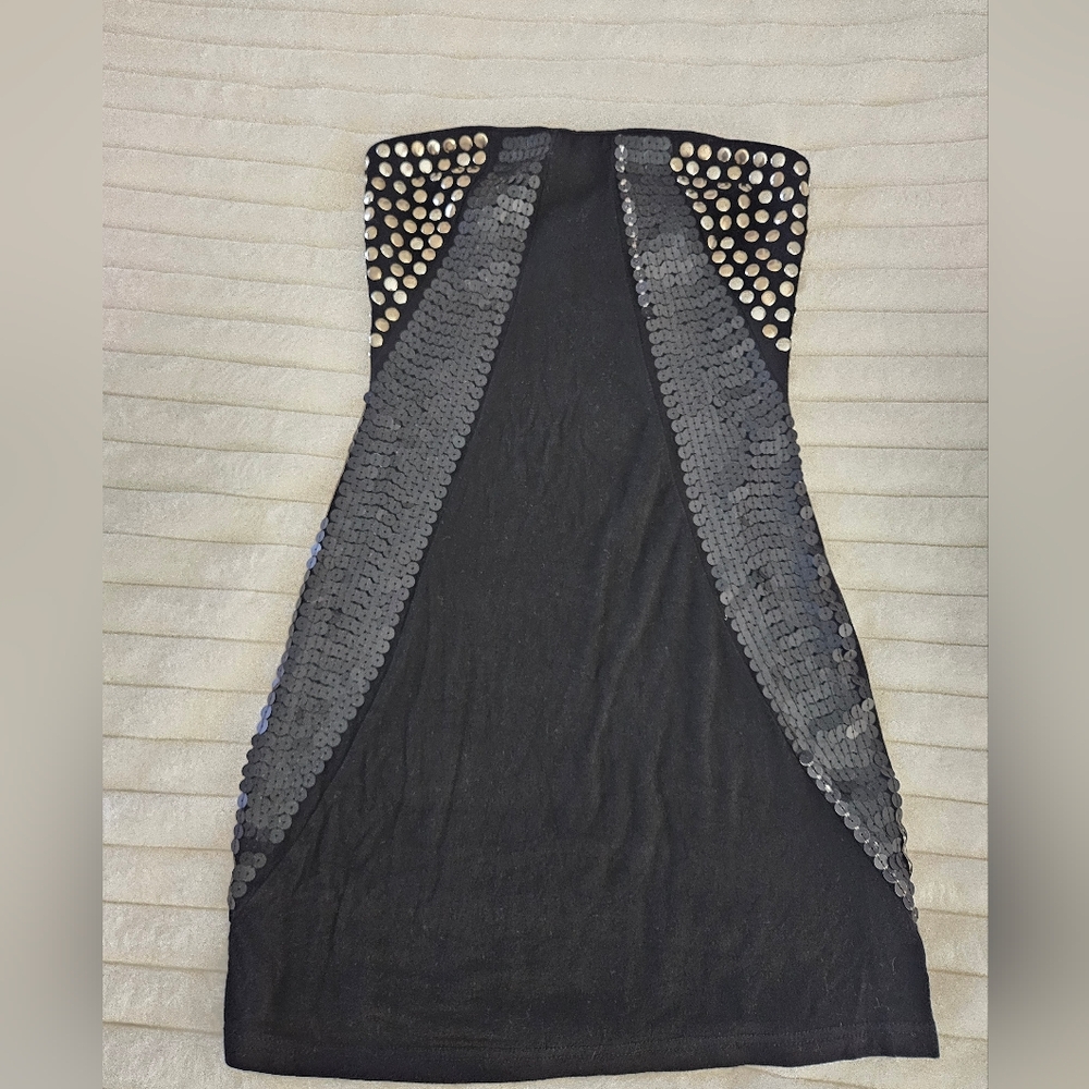 DO+BE Bodycon Mini Dress Sequin & Stud Embellishments Womens Small Black